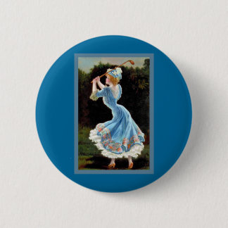 Vintage Dame Golfing Button