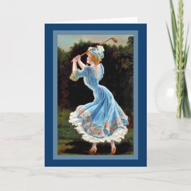 Vintage Dame Golfing Karte (Vorderseite)