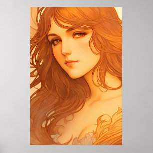 Vintage Dame im Jugendstil Poster