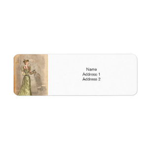 Vintage Dame in anspruchsvollem olivfarbenem Rosen