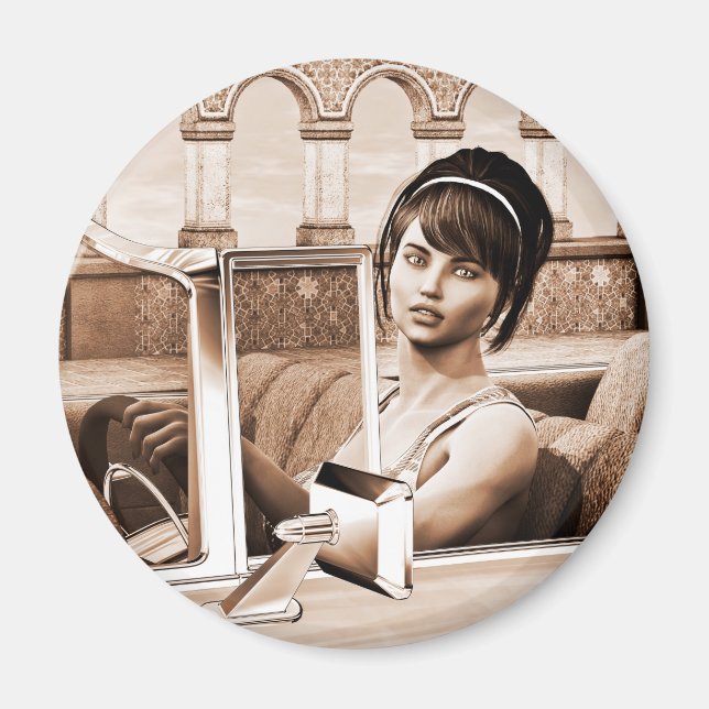 Vintage Dame Magnet (Vorne)