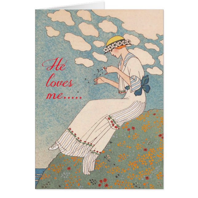Vintage Dame mit Blume durch George Barbier (Vorne)
