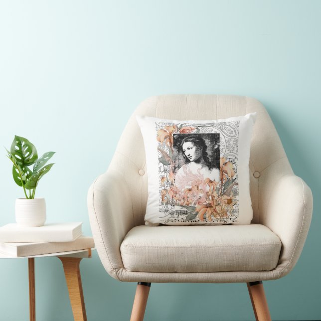 Vintage Dame mit Blume Kissen (Stuhl )