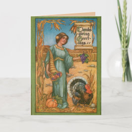 Vintage Dame mit Cornucopia Karte