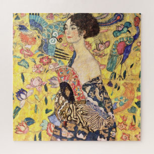 Vintage Dame mit Fan von Gustav Klimt Puzzle