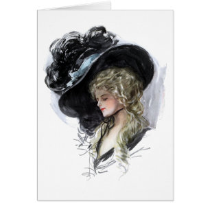 Vintage Dame mit großartigem blauem Hut