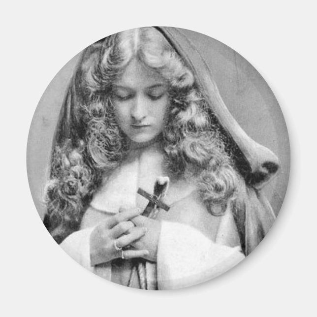 Vintage Dame mit Kreuz Magnet (Vorne)