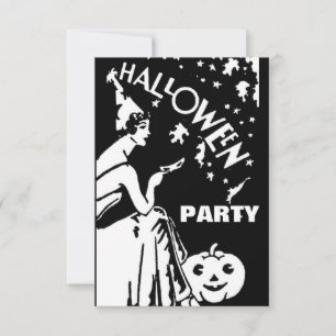 Vintage Dame mit MaskenHalloween Einladung