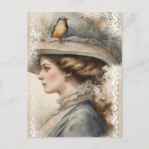 Vintage Dame Postkarte