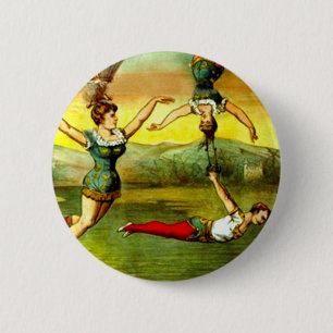 Vintage-Dame Trapez-Artistin Zirkusplakat Kunst Button