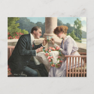 Vintage Dame und Herr, Liebe Postkarte