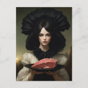 Vintage Dame und rohes Fleisch Postkarte
