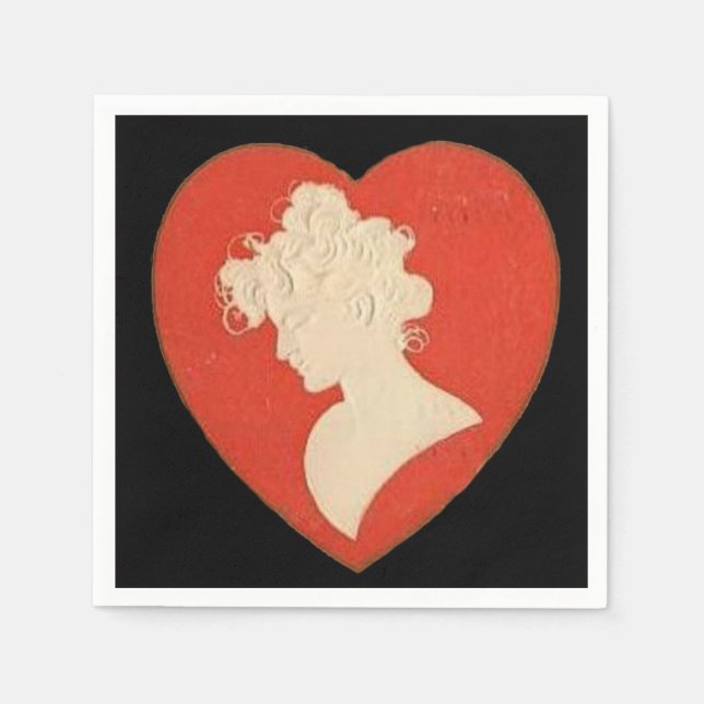 Vintage Dame Valentine Papierservietten (Vorderseite)