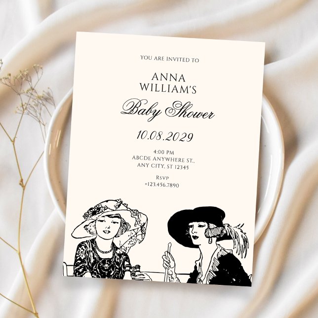 Vintage-Damen-Babyshower  Einladung (Von Creator hochgeladen)