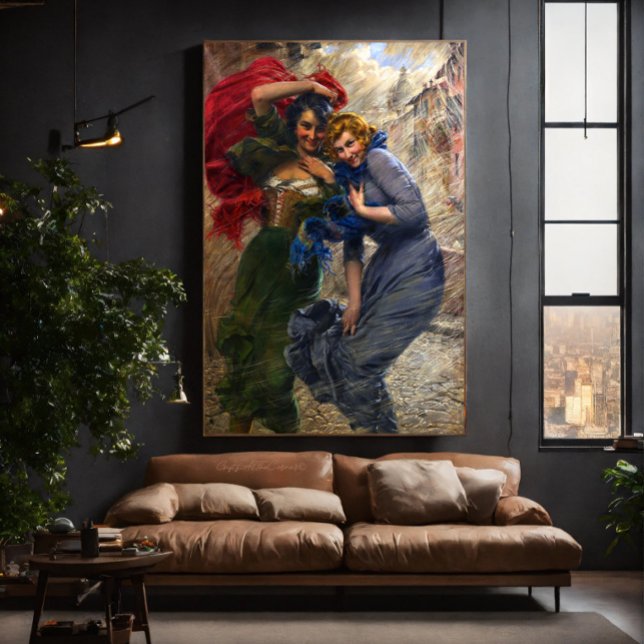 Vintage Damen in grün blau Leinwanddruck (Von Creator hochgeladen)