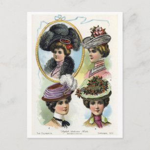 Vintage Damen mit Hüten II Postkarte
