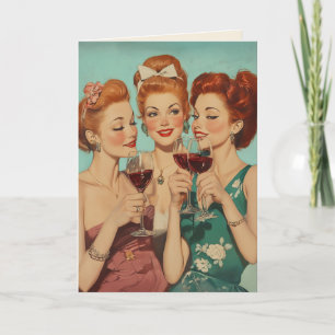 Vintage Damen Toasting mit Wein Einladung