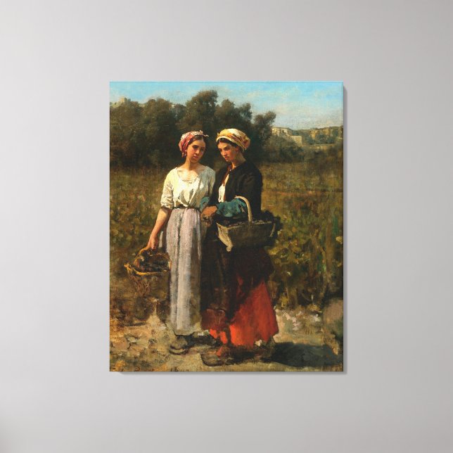 Vintage Damen Weintrauben Leinwanddruck (Vorderseite)