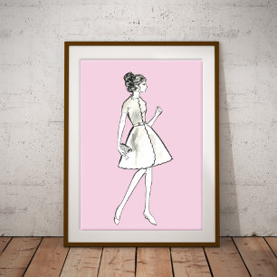 Vintage Damen Zeichnung Mode Druck Poster