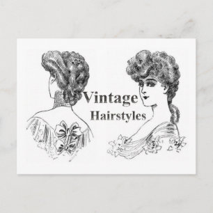 Vintage-Damenfrisuren Schwarz-Weiß-Bild Postkarte