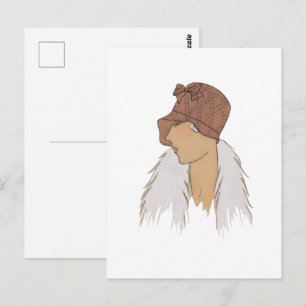 Vintage Damenhut Mode, 5 Postkarte