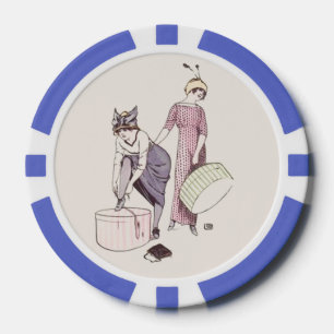Vintage Damenmode Rosa Lila Pokerchips