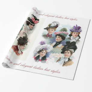 Vintage-Damenmode viktorianische Hüte Papier Geschenkpapier