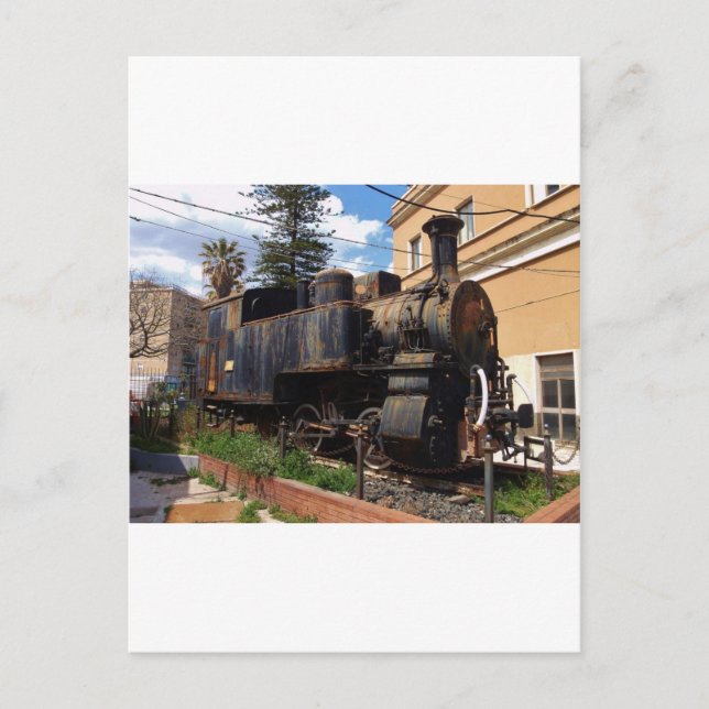 Vintage Dampf-Lokomotive Postkarte (Vorderseite)