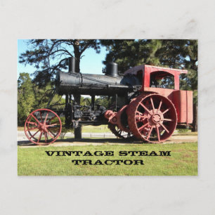 Vintage-Dampf-Traktor - In Farbe. Postkarte