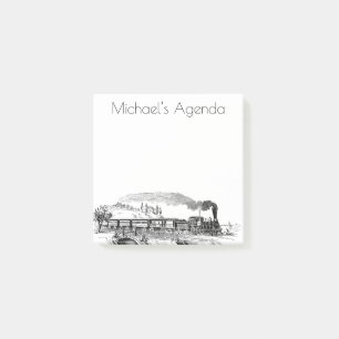 Vintage Dampfbahn-Illustration auf dem Lande Post-it Klebezettel