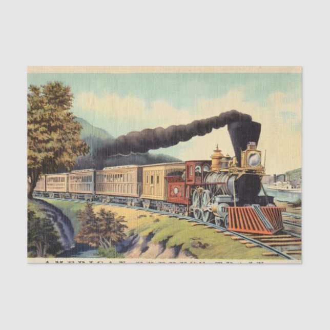 Vintage Dampfbahn, Postkarte Vs 2 Seidenpapier (Vorderseite)