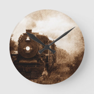 Vintage Dampfbahn Runde Wanduhr