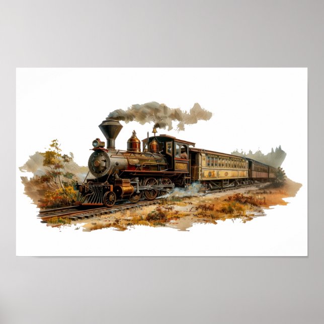 Vintage Dampflandschaft Poster (Vorne)