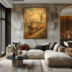 Vintage-Dampflok London – Retro-Kunst aus der Mitt Poster