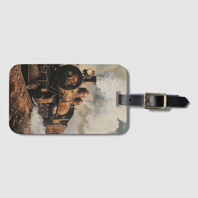 Vintage-Dampflok-Zug-Gepäckanhänger Gepäckanhänger (Vorderseite (Horizontal))