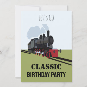 Vintage-Dampflokomotive auf Eisenbahnschiene Kunst Einladung