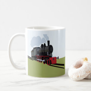 Vintage-Dampflokomotive auf Eisenbahnschiene Kunst Kaffeetasse