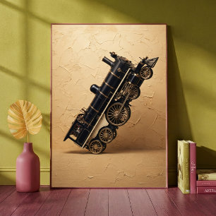 Vintage-Dampflokomotive beim Wheelie Kunst Poster