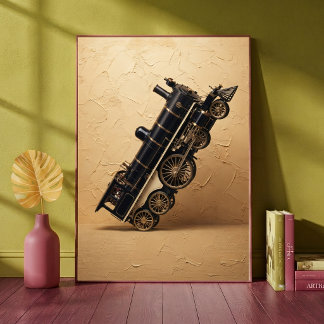 Vintage-Dampflokomotive beim Wheelie Kunst Poster