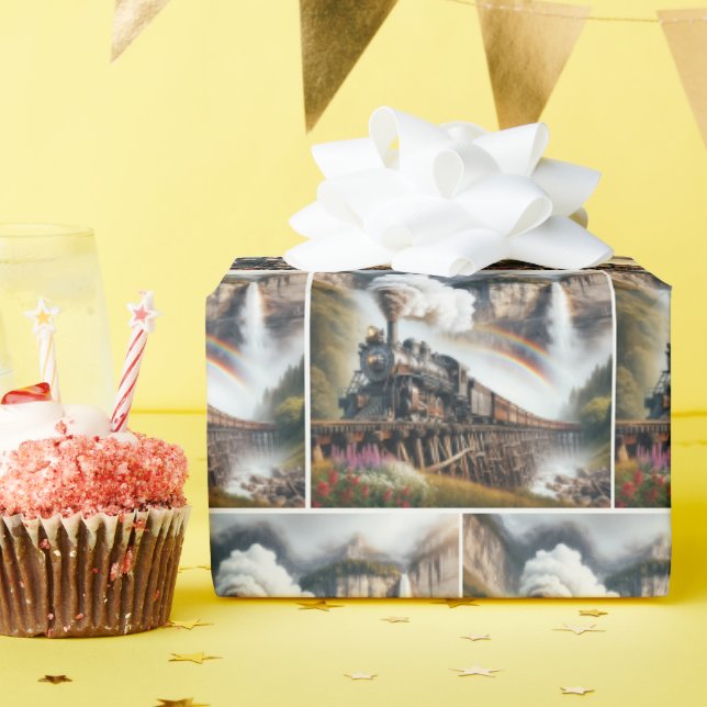 Vintage Dampflokomotive Geschenkpapier (Geburtstagsparty)