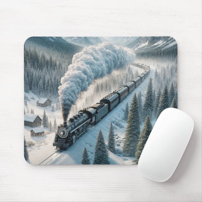 Vintage Dampflokomotive im Snowy Valley Mousepad (Mit Mouse)