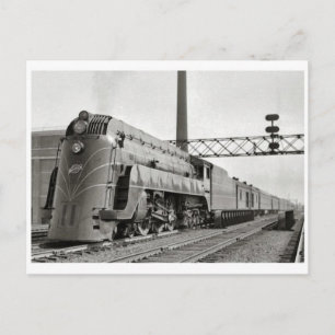 Vintage-Dampflokomotive im Streamline-Design auf P Postkarte