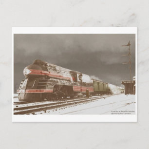 Vintage-Dampflokomotive im Streamline-Design auf P Postkarte
