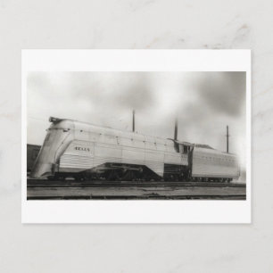 Vintage-Dampflokomotive im Streamline-Design auf P Postkarte