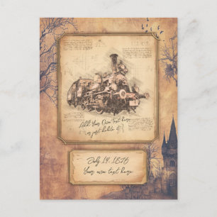 Vintage-Dampflokomotive / Lokomotive Kunst. Gesche Postkarte