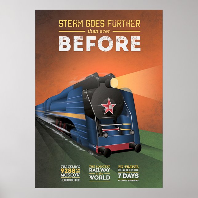 Vintage Dampflokomotive nach Moskau Poster (Vorne)