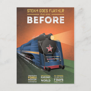 Vintage Dampflokomotive nach Moskau Postkarte