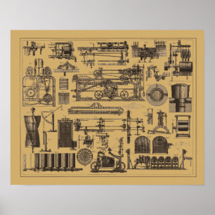 Vintage Dampfmaschine Poster
