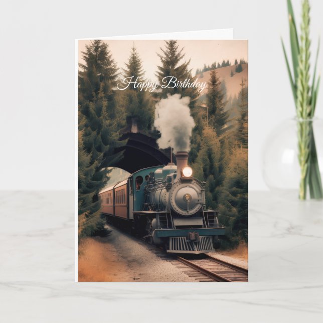 Vintage-Dampfzug Frohe Geburtstag Karte (Vorderseite)