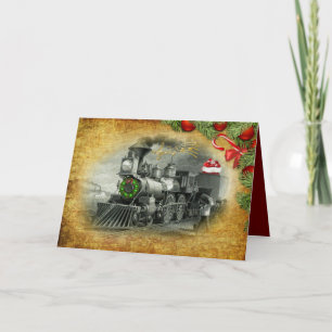 Vintage-Dampfzug-Weihnachten Feiertagskarte